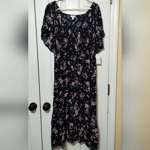 Time and Tru Size XL Blue Floral Midi Dress
